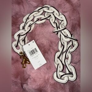 Coach Leather Chain Strap in Chalk